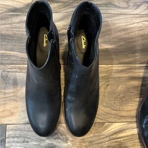 Clarks Elegant Black Leather Booties